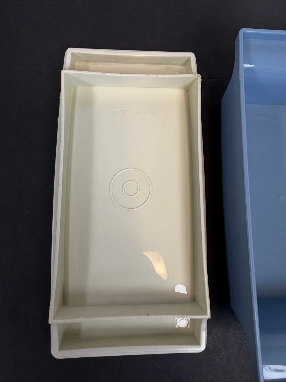 Vintage Tupperware 1512-3 Butter Dish Covered Container Blue & White Made in USA